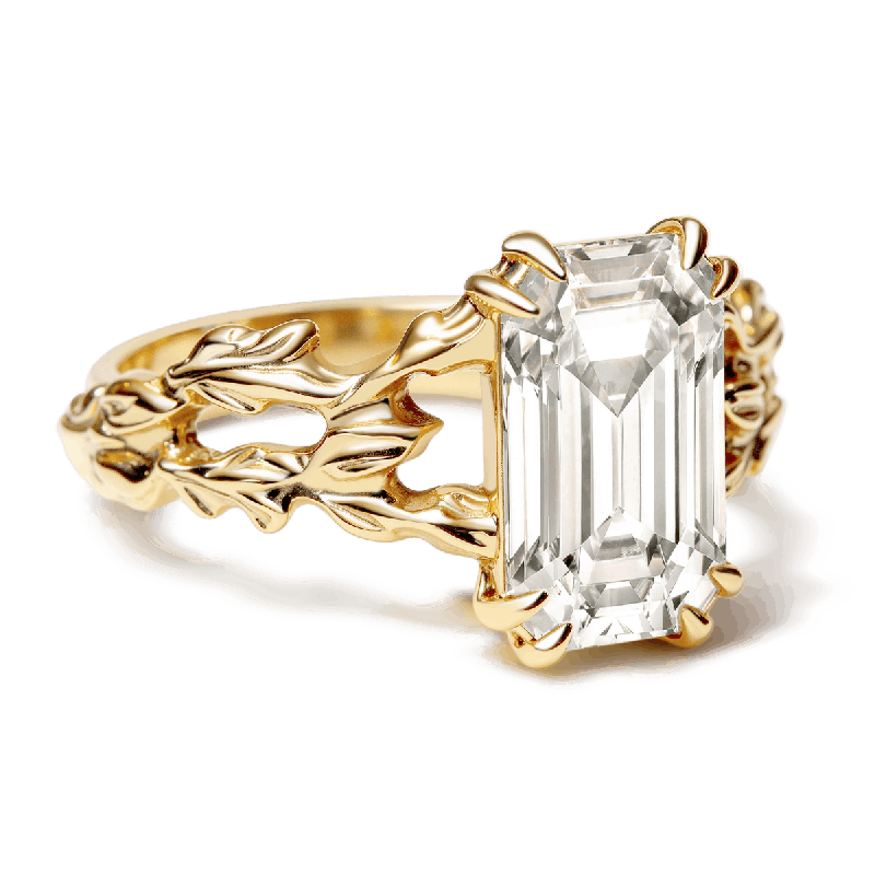 Leaf  Emerald-Cut Ring