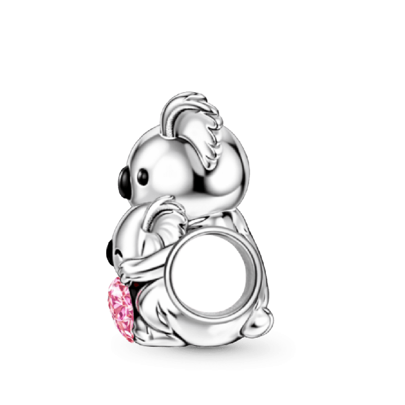 Koala Embraces Baby Heart Birthstone Charm