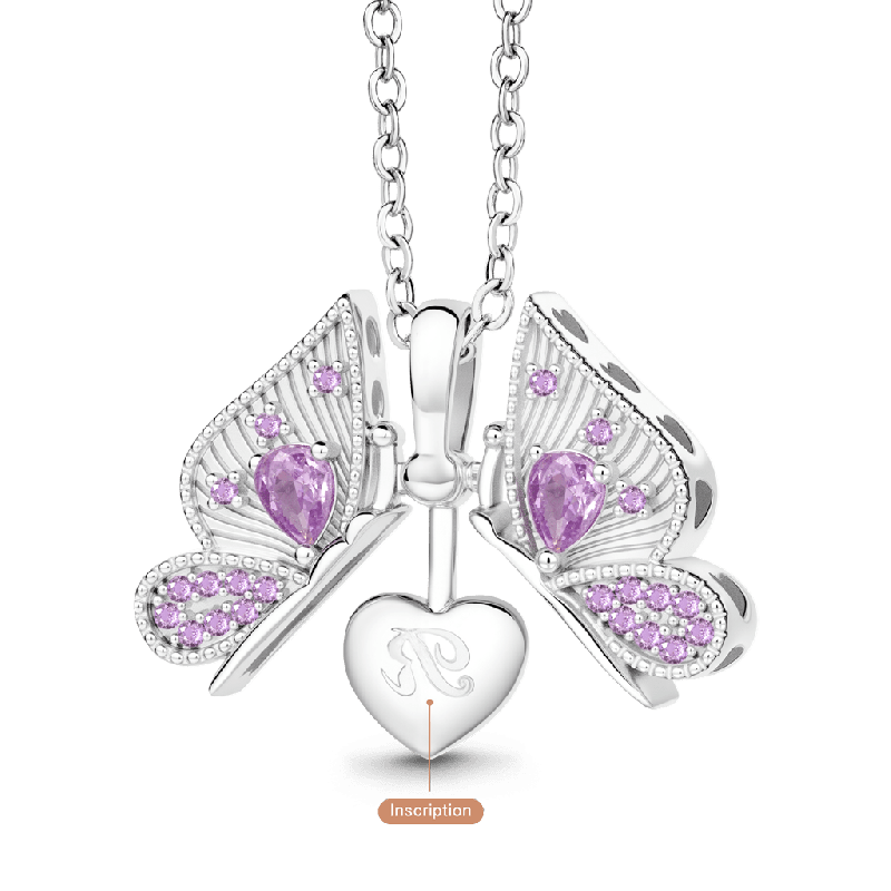 Openable Butterfly Heart Engravable Pendant