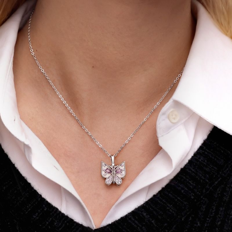 Openable Butterfly Heart Engravable Pendant