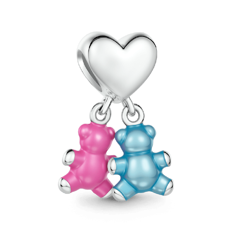 Birthstone Bear Embraces Heart Pendant