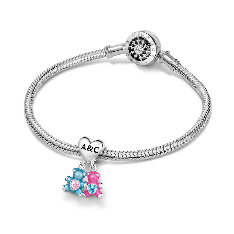Birthstone Bear Embraces Heart Pendant