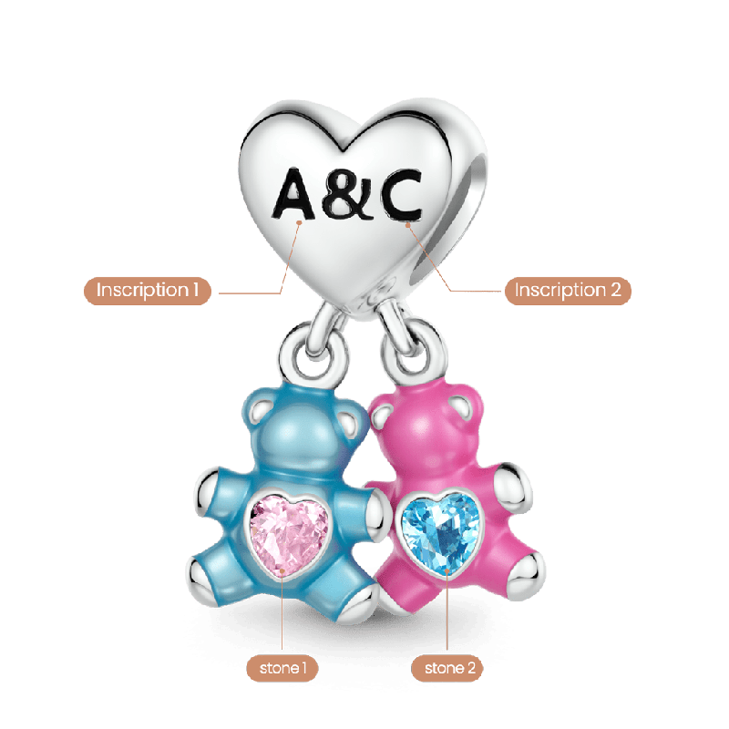 Birthstone Bear Embraces Heart Pendant