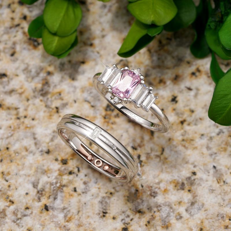 Pink Cubic Zirconia Couple Rings