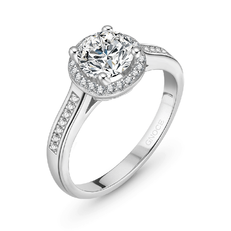 Shiny Round Halo VVS Moissanite Ring