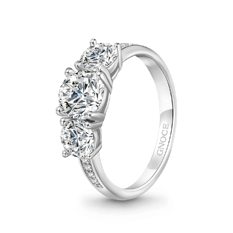 0.7 Ct VVS Moissanite Three-Stone Ring