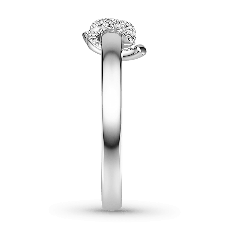 Sparkling Heart Knot Ring