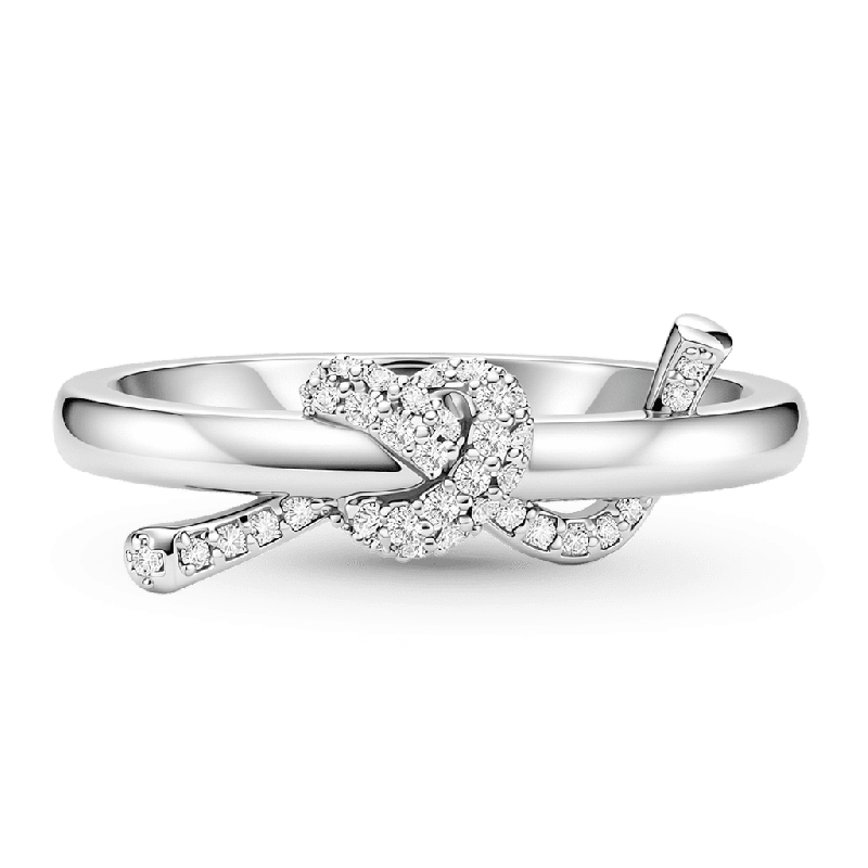 Sparkling Heart Knot Ring
