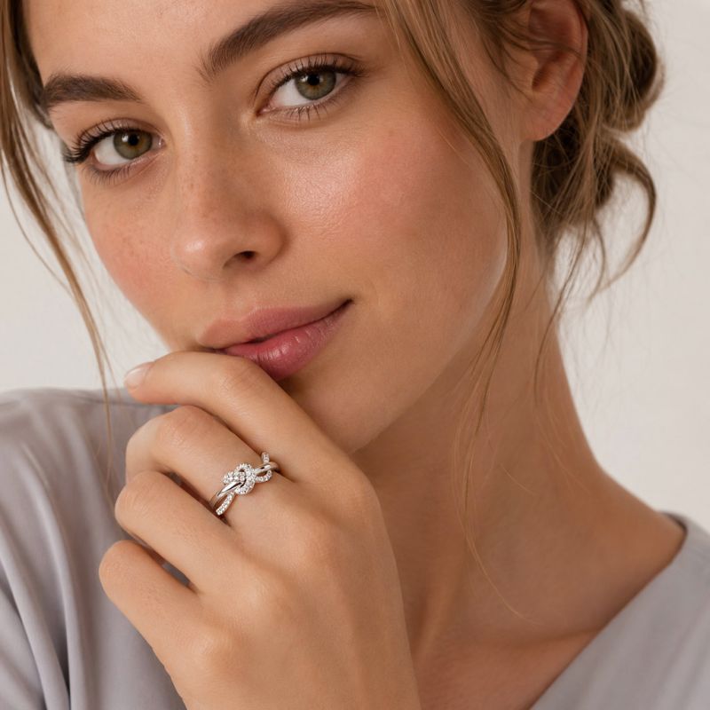 Sparkling Heart Knot Ring