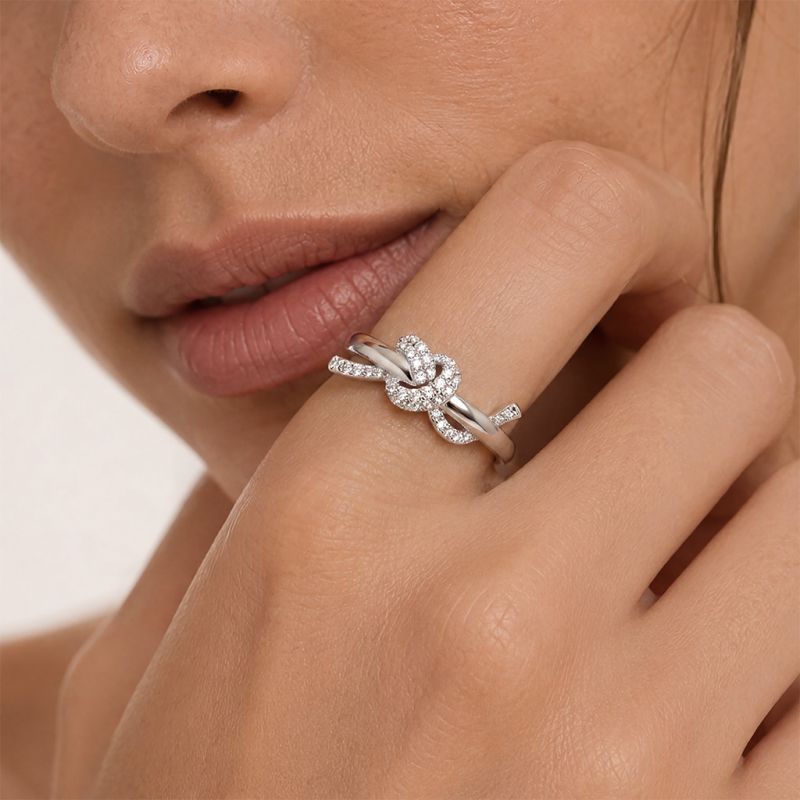 Sparkling Heart Knot Ring