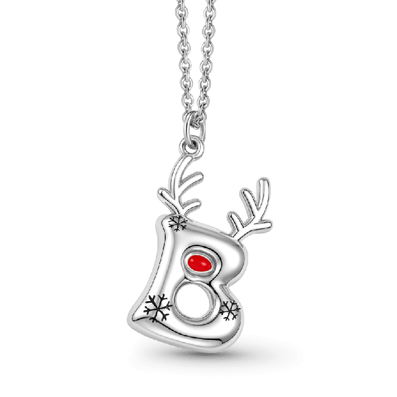 Christmas Reindeer Initial Necklace