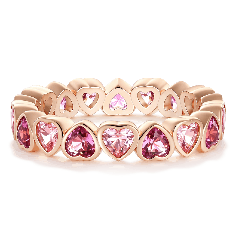 Morganite Heart Bezel Eternity Band