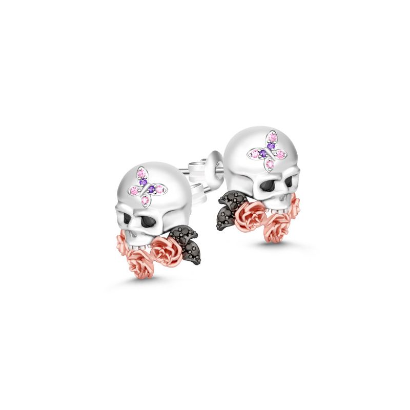 Skull Earrings with Flower