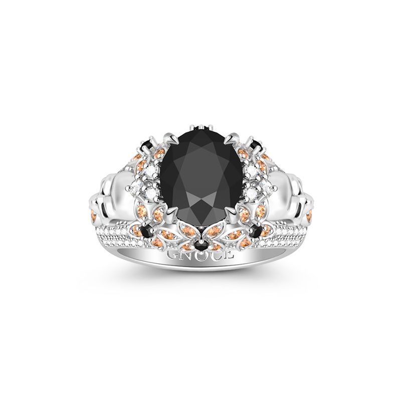 Skull Ring with Flowers Stones