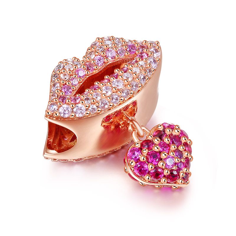 Lips with Heart Charm