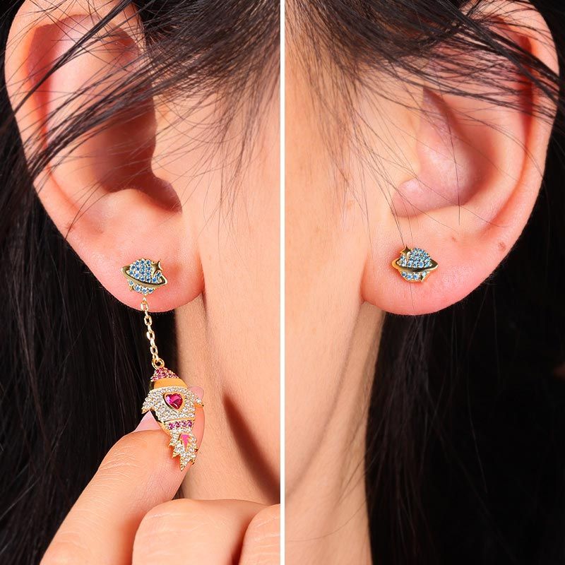 Asymmetric Rocket Earrings