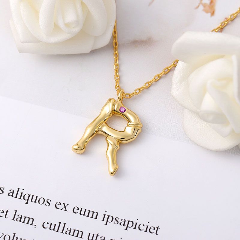 Bamboo Initial R Necklace
