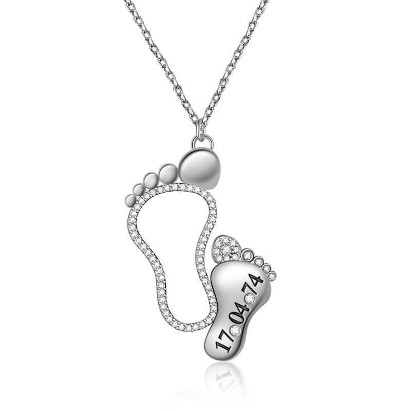 Custom Date Baby Feet Necklace