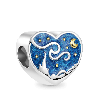 Starry Night Heart Charm