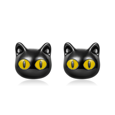 Black Cat Stud Earrings