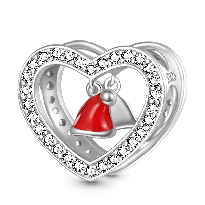 Christmas Hat Heart Charm