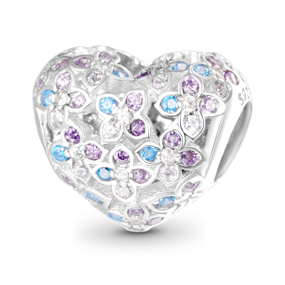 Flower Heart Charm