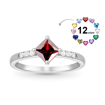 Square-Cut Birthstone Ring