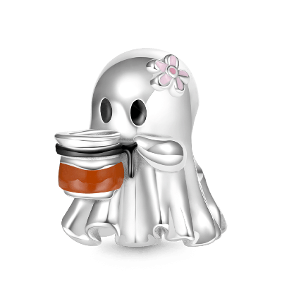 Ghost Drinking Coffee Charm