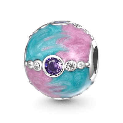 Pink & Blue Round Charm