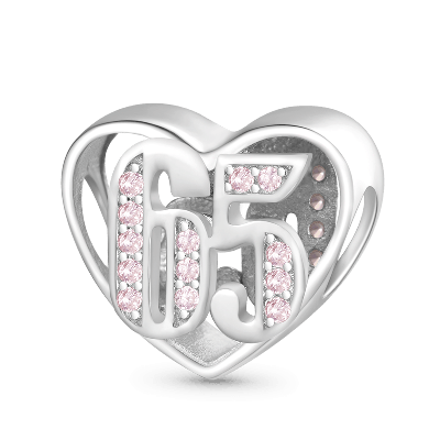 65th Birthday Heart Charm