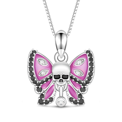 Butterfly Skull Necklace