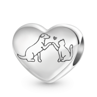 Love Cat & Dog Heart Charm