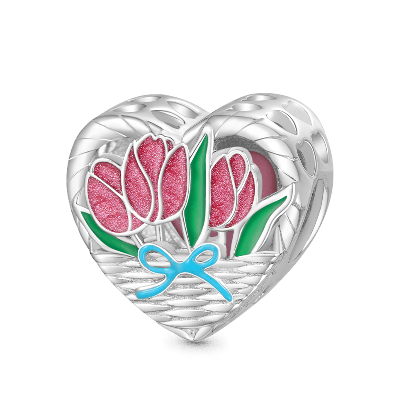 Tulip Love Heart Charm