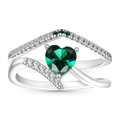 Emerald Heart Cut Ring