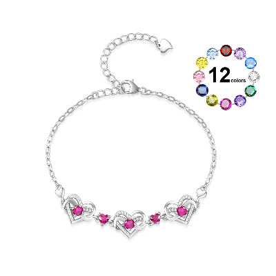 Heart Birthstone Bracelet