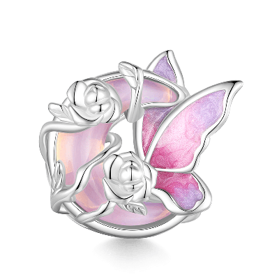 Pink Butterfly Moon Charm