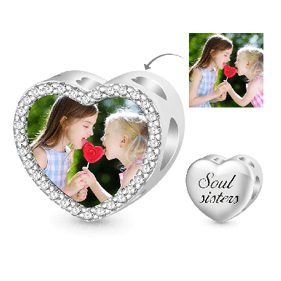 "Soul sisters" Photo Heart Charm