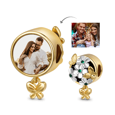 "Butterfly Love Flower" Photo Charm