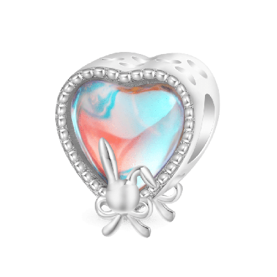 Bunny Bow Heart Charm