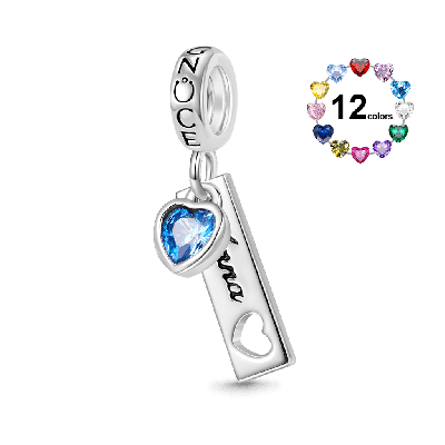 Tag Heart Birthstone Pendant