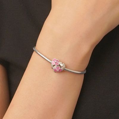 Heart Pink Four Leaf Clover Charm