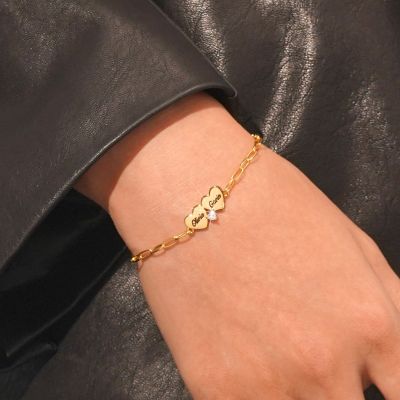 Double Heart Adjustable Bracelet