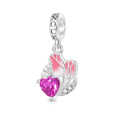 Tulips Engravable Heart Charm