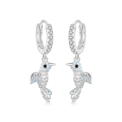 Diamond-encrusted Bird Earrings