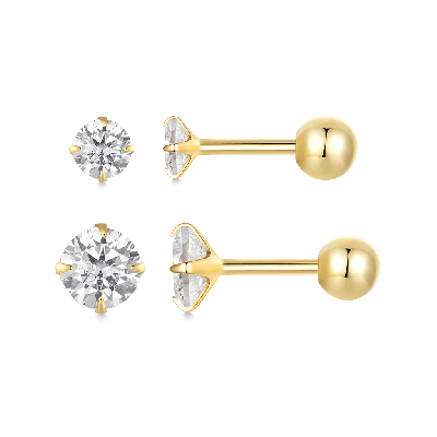 Large White CZ Stud Earrings