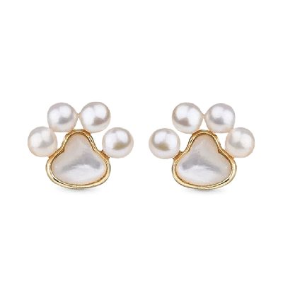 Pearl Paw Print Stud Earrings