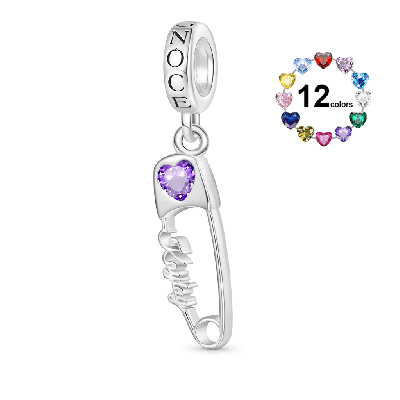 Engravable Pin Birthstone Pendant