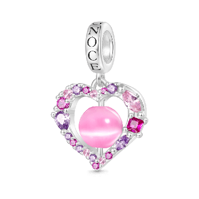 Cat's Eye Round Bead Heart Pendant