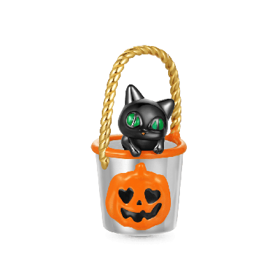 Bucket With Removable Black Cat Charm