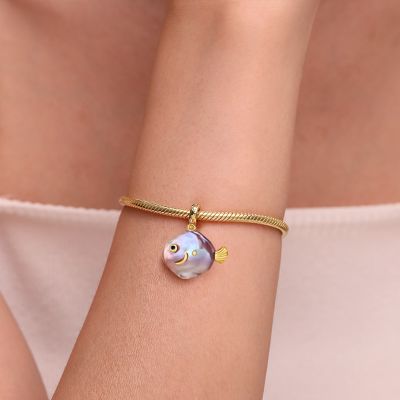 Fish Baroque Pearl Gold Plated Pendant